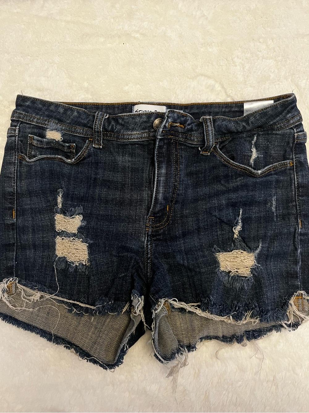 Studio Blue Distressed Denim Shorts